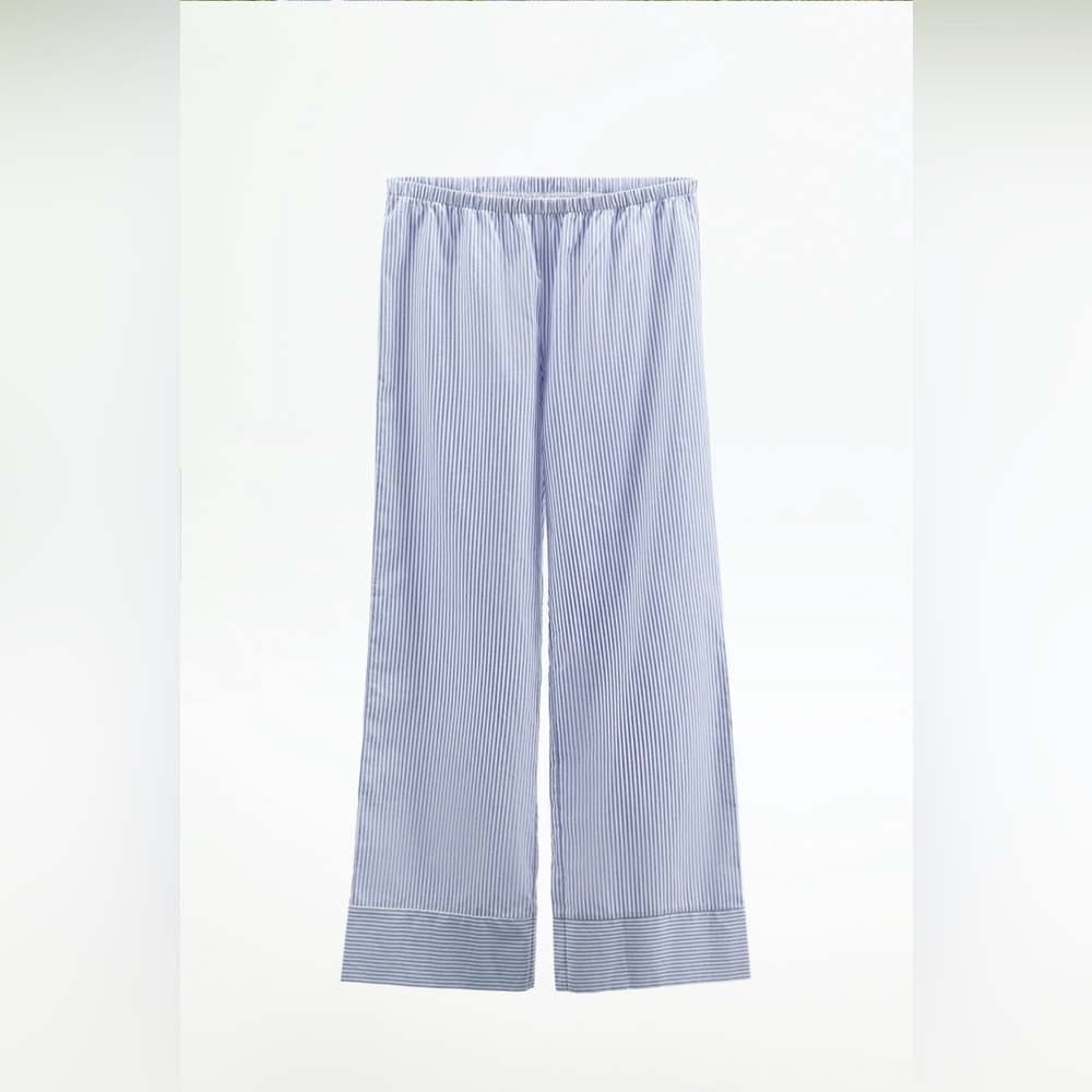 Zara STRIPED COTTON PANTS L